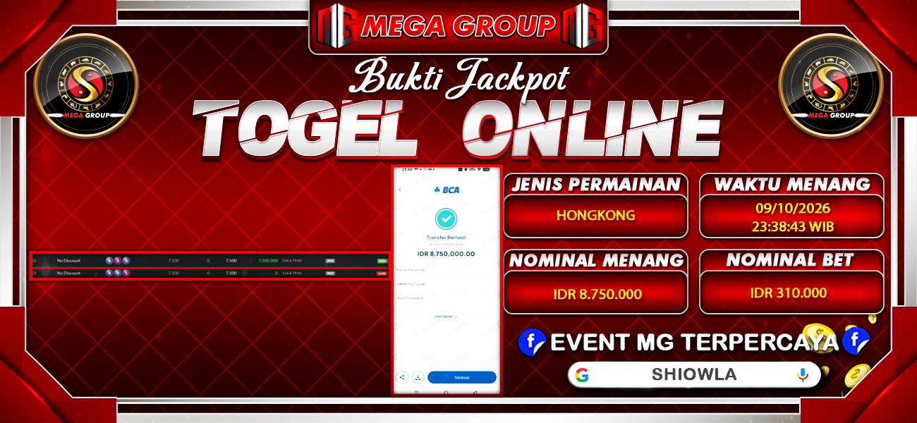 Bukti JP situs Shiowla hari Jumat, 09 Oktober 2026