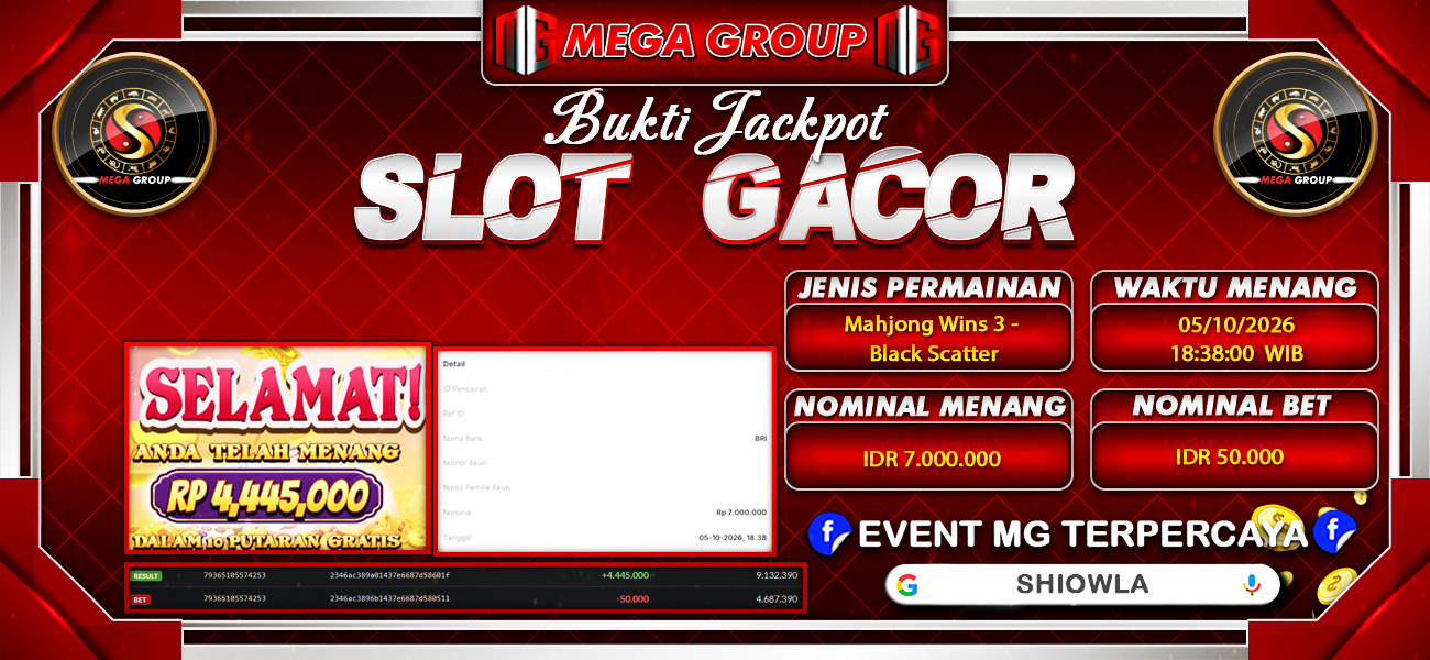 Bukti JP situs Shiowla hari Senin, 05 Oktober 2026