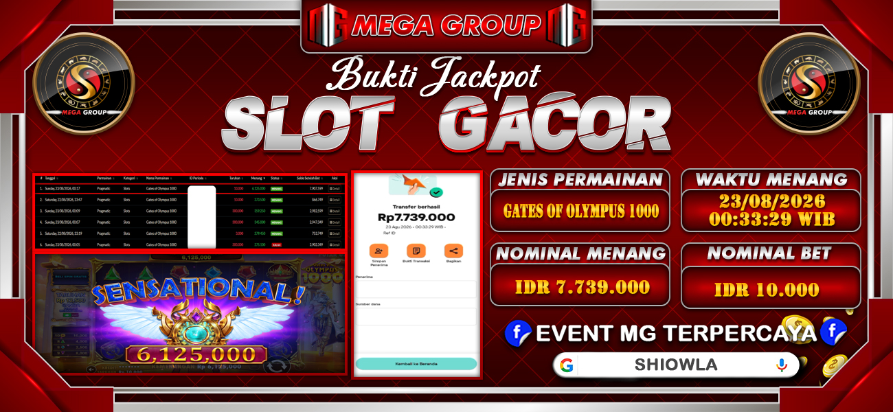 Bukti JP situs Shiowla hari Minggu, 23 Agustus 2026