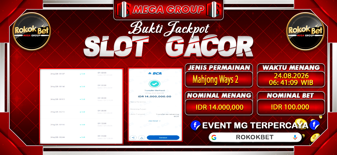 Bukti JP situs Rokokbet hari Senin, 24 Agustus 2026